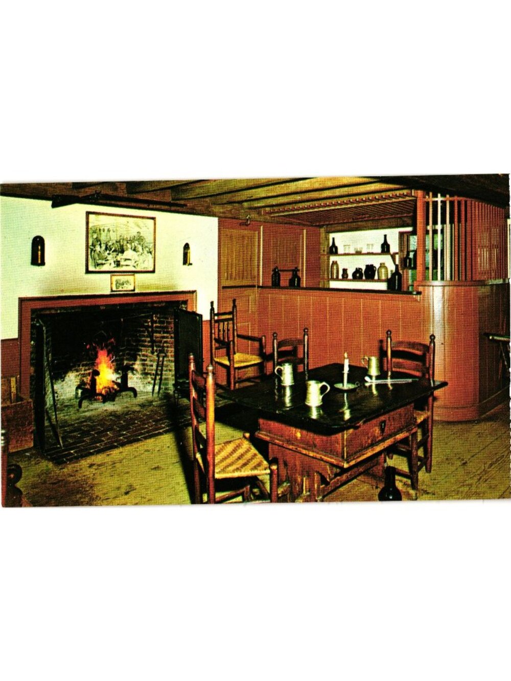 Old Bar Room Longfellow’s Wayside Inn Sudbury Massachusetts Postcard Historic